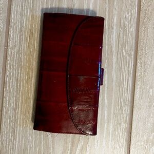 New Buxton Genuine EelSkin Wallet with Card Holders | Burgundy